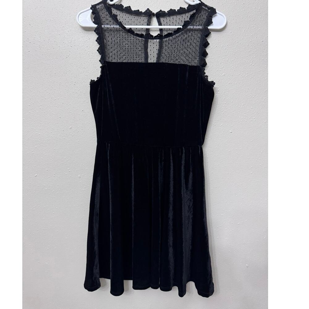 Fairy Goth Lace Mesh Velvet Dress Sz M‎ Sleeveless Whimsigoth Glam NYE Coquette